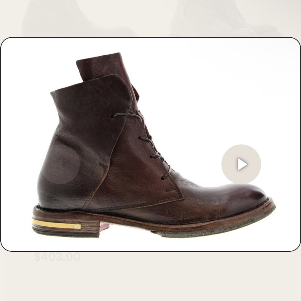 MOMA Brand Handmade Ankle Boots Ebano Cusna with Brass Detail Size EU 36 or US 6